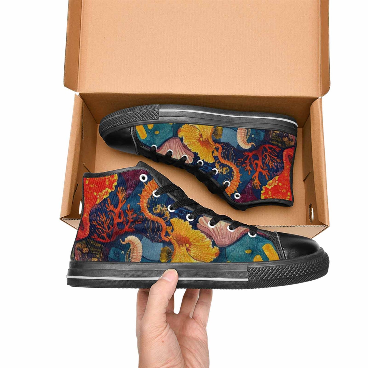 MEN'S Fish Scale Coral High Top Canvas Y2K Sneakers