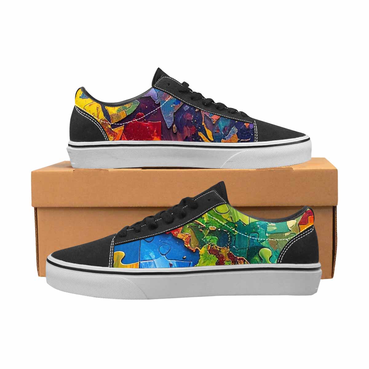 WOMEN'S Autism Puzzle Pieces Lace-Up Canvas Cottagecore Sneakers