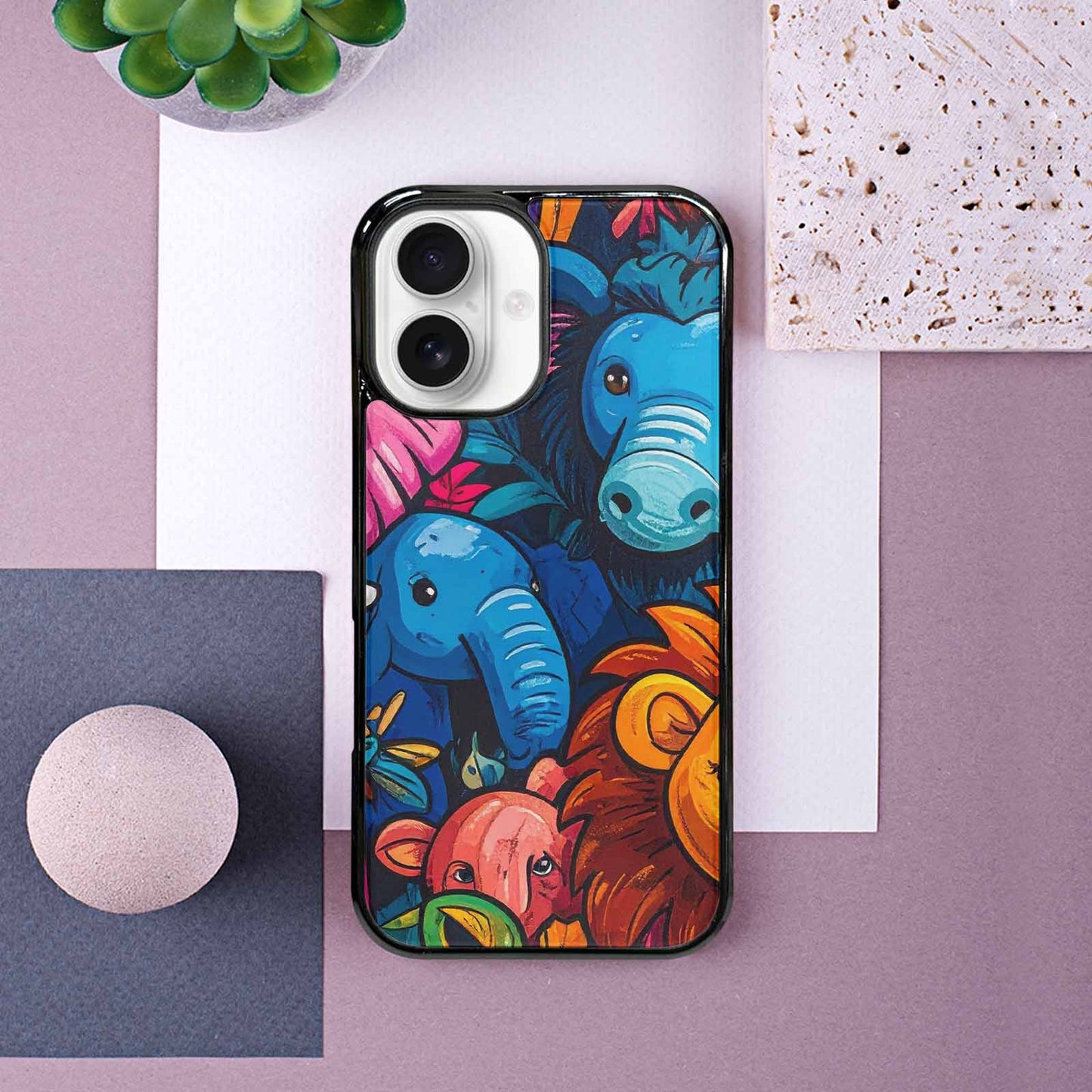 iPhone 16 Case — Cartoon Animal Characters, Customized Protective Case