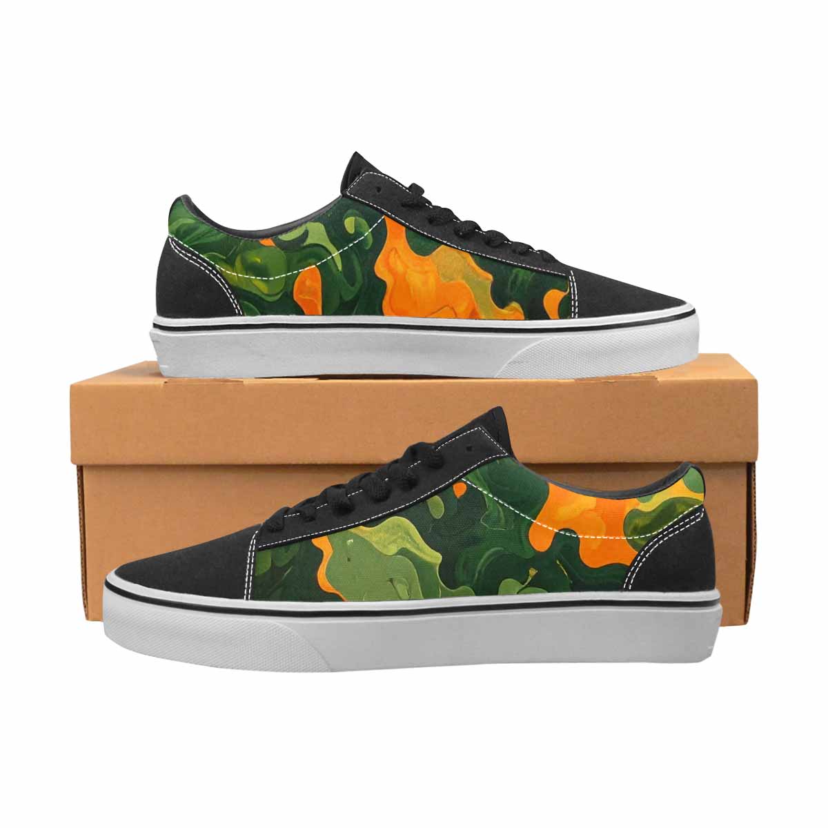 MEN'S Military Camouflage Blotch Canvas Lace-Up Vibrant Chaos Custom Sneakers