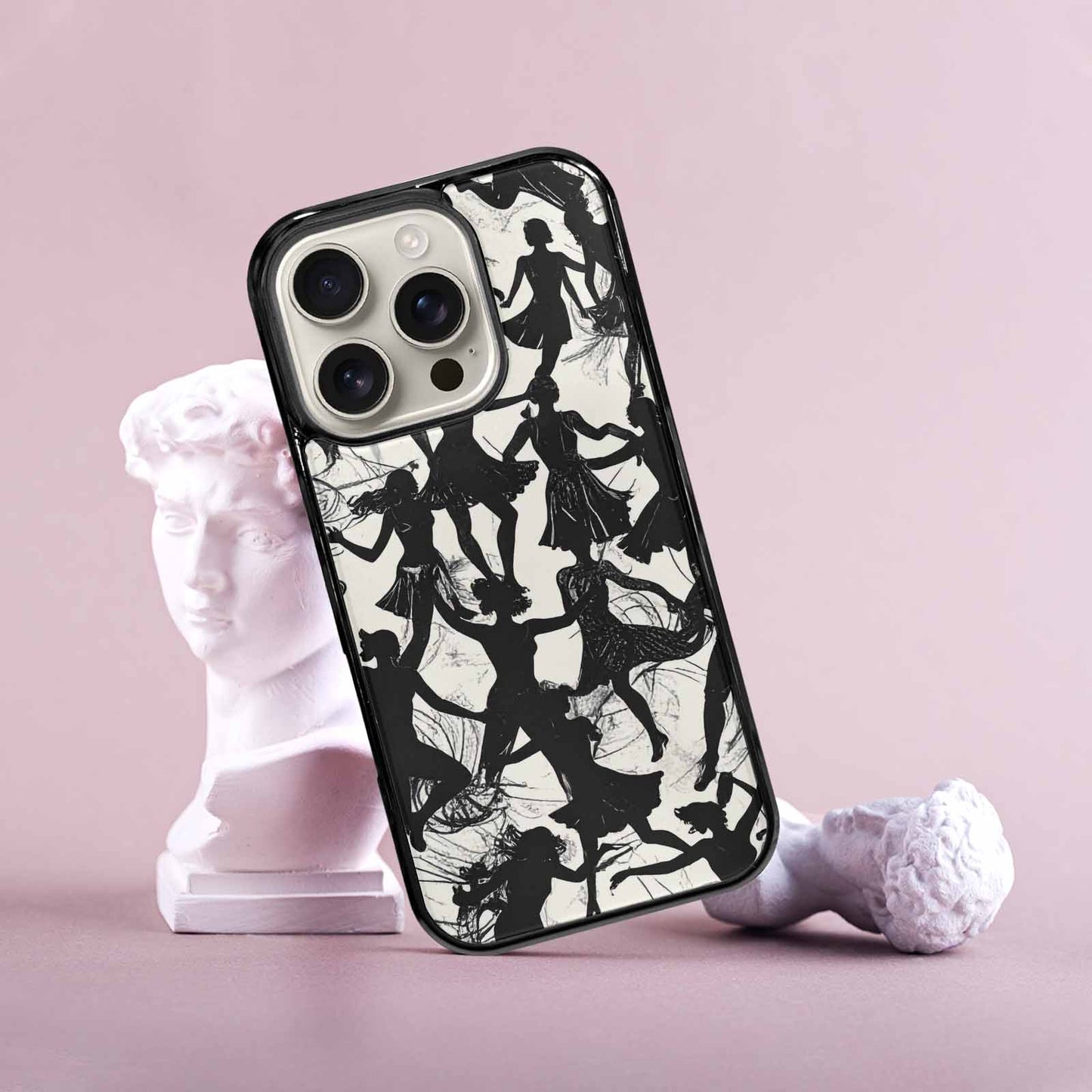 iPhone 16 Pro Case — Bold Dancing Figure Line Art Pattern, Custom Print Case Cover
