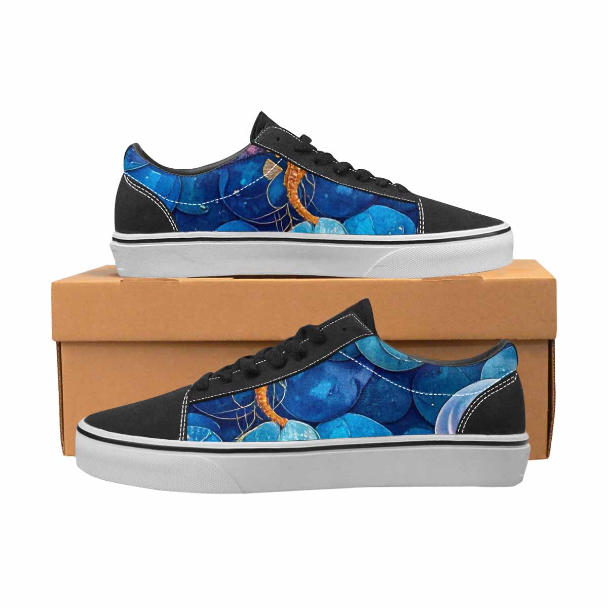 MEN'S Fish Scale Coral Canvas Lace-Up Vibrant Chaos Custom Shoes