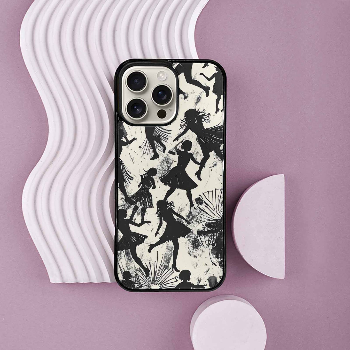 iPhone 16 Pro Max Case — Bold Dancing Figure Line Art Pattern, Custom Made Phone Cover