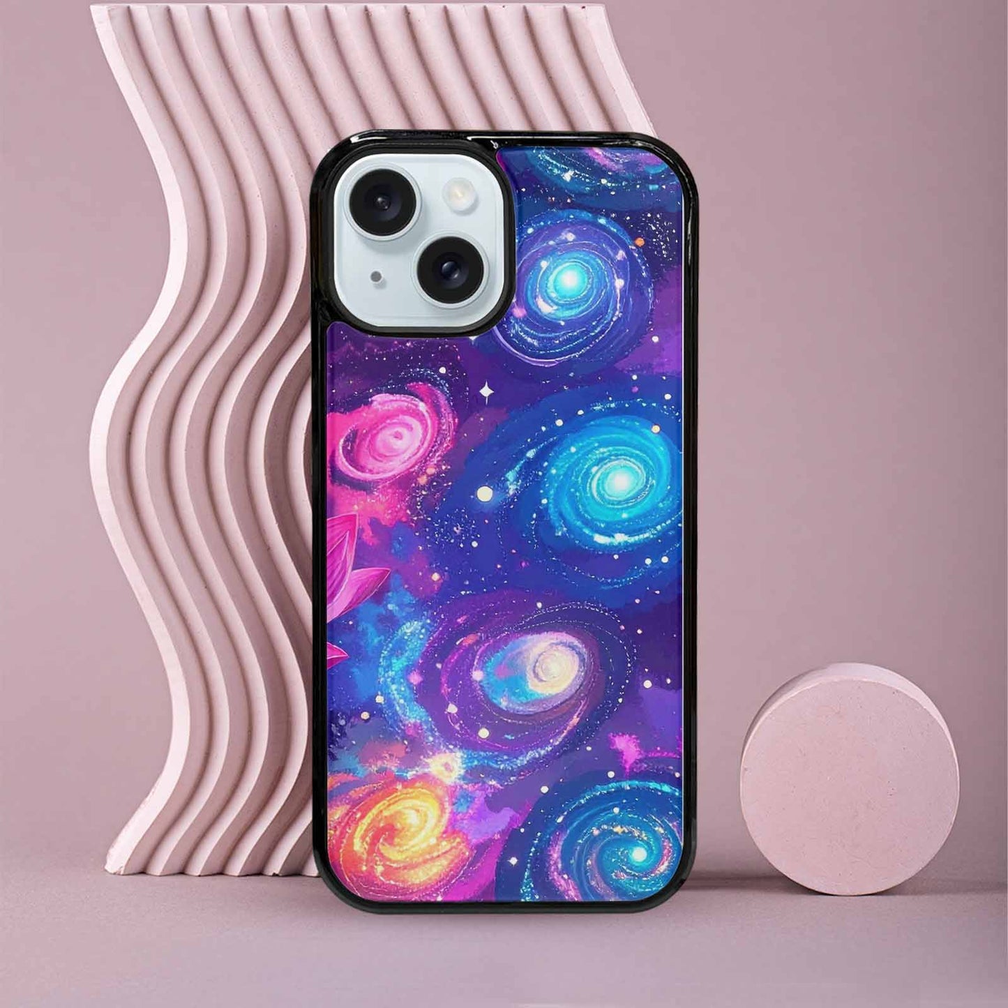 iPhone 15 Case — Lotus Galaxy Art Seamless Pattern Vibrant, Custom Printed Phone Case