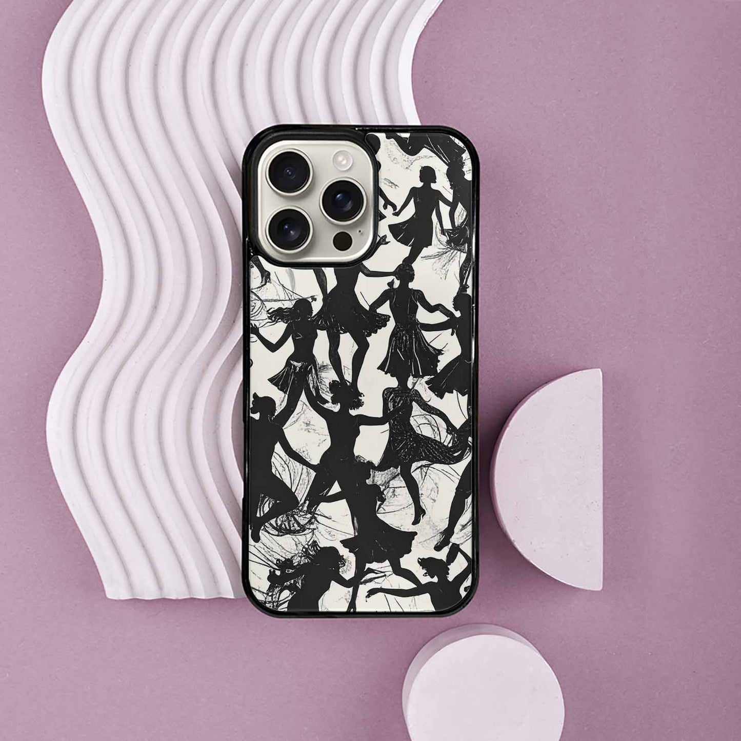 iPhone 16 Pro Max Case — Bold Dancing Figure Line Art Pattern, Unique Phone Case Design