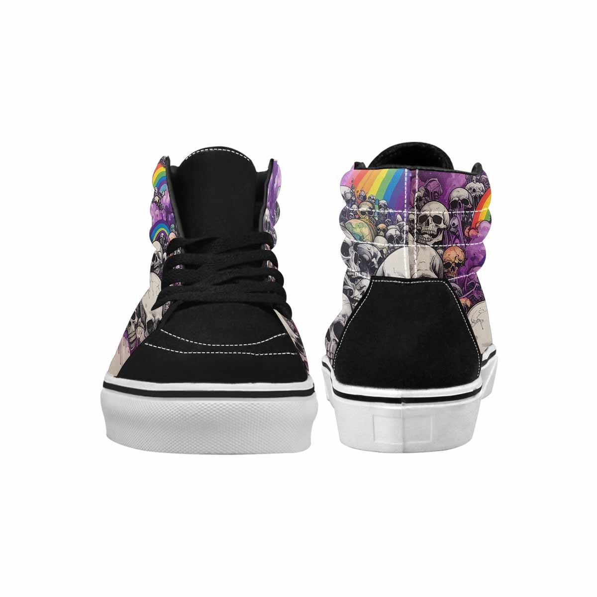 MEN'S Rainbow From Skull S High Top Canvas Grunge Custom Shoes