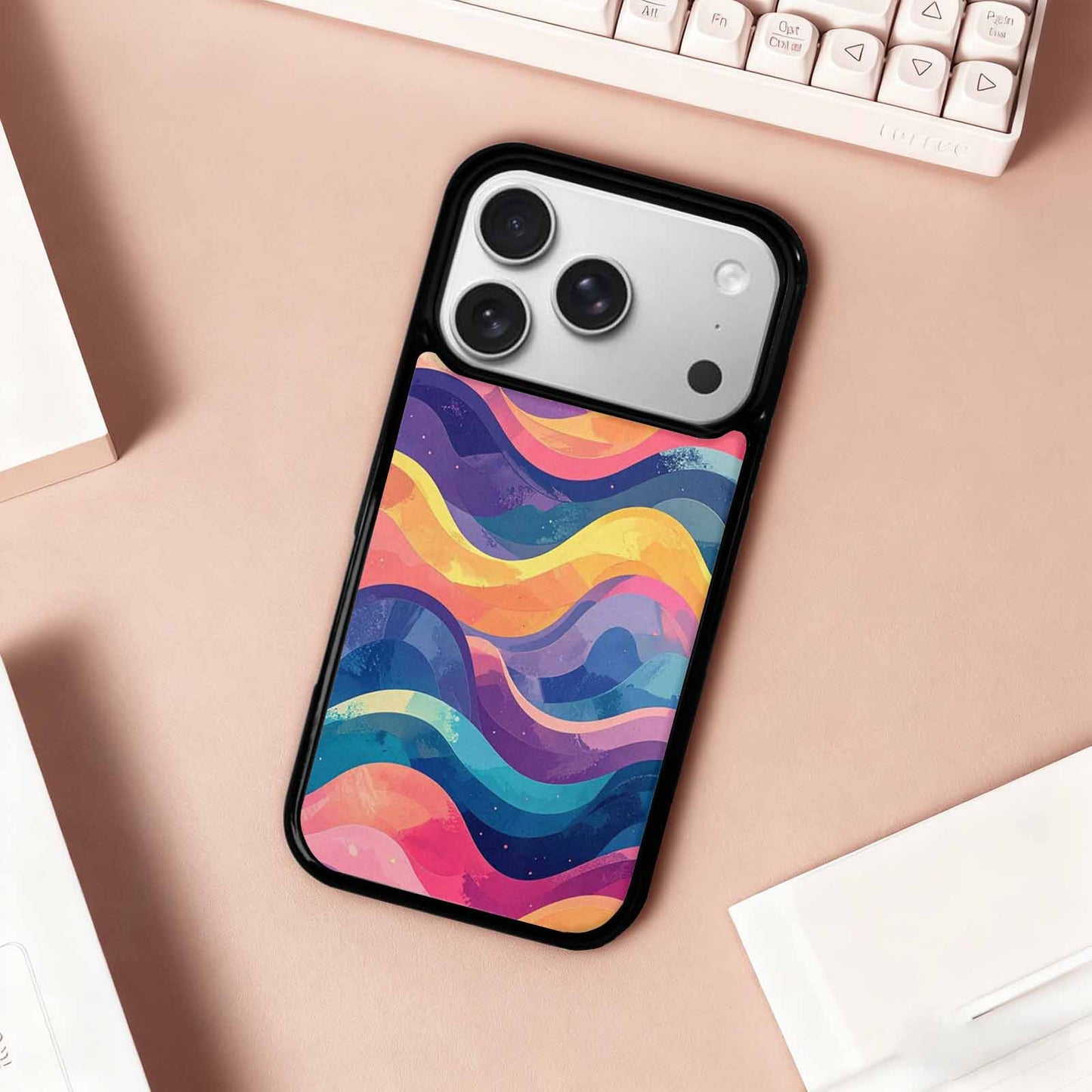 iPhone 17 Pro Case — Glowing Camo Wave Camo, Custom Art Phone Cover