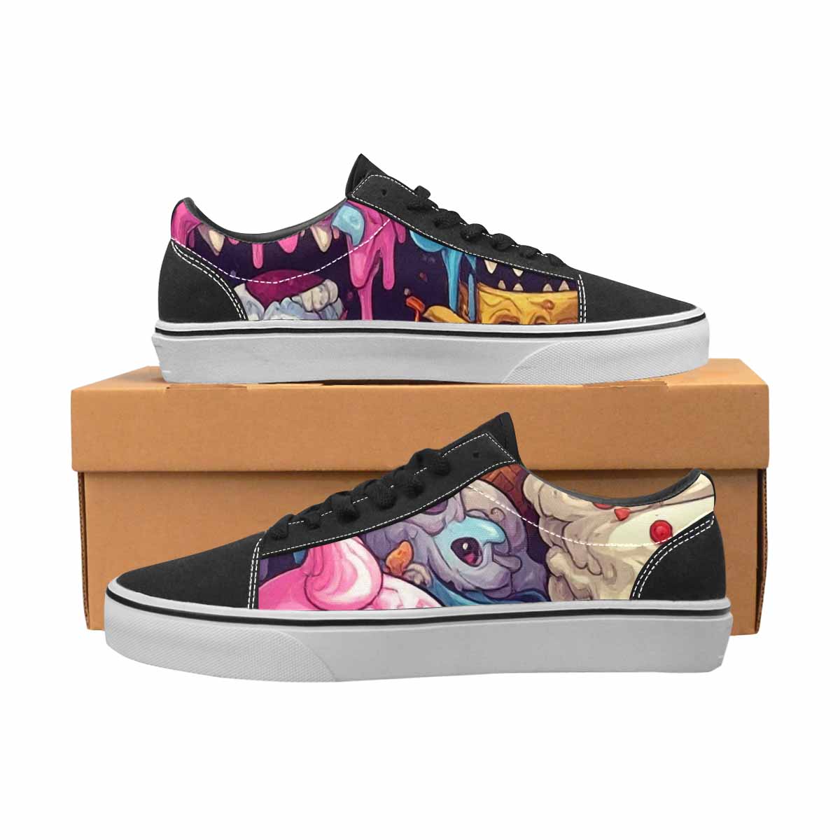 WOMEN'S Ice Cream Monsters Lace-Up Canvas Dark Academia Sneakers