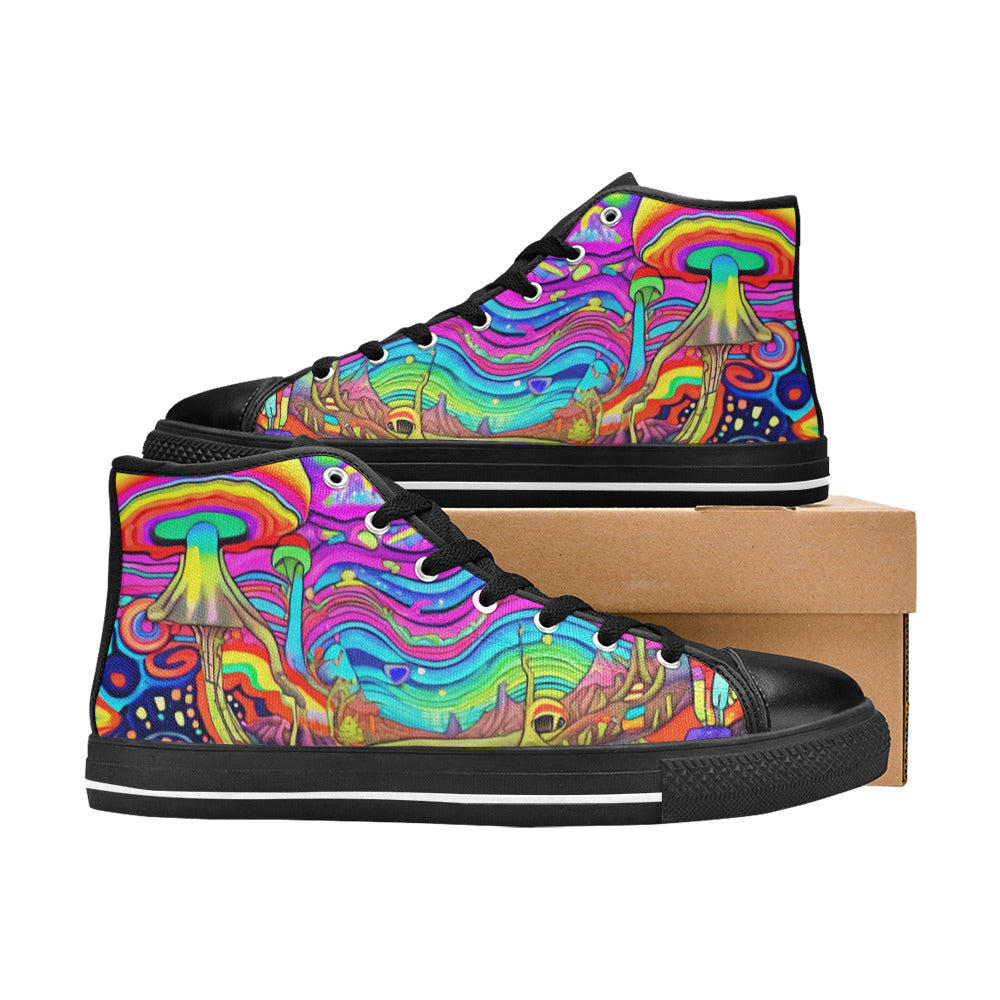 MEN'S Trippy Acid World Art High Top Canvas Wallpaper Art Custom Shoes