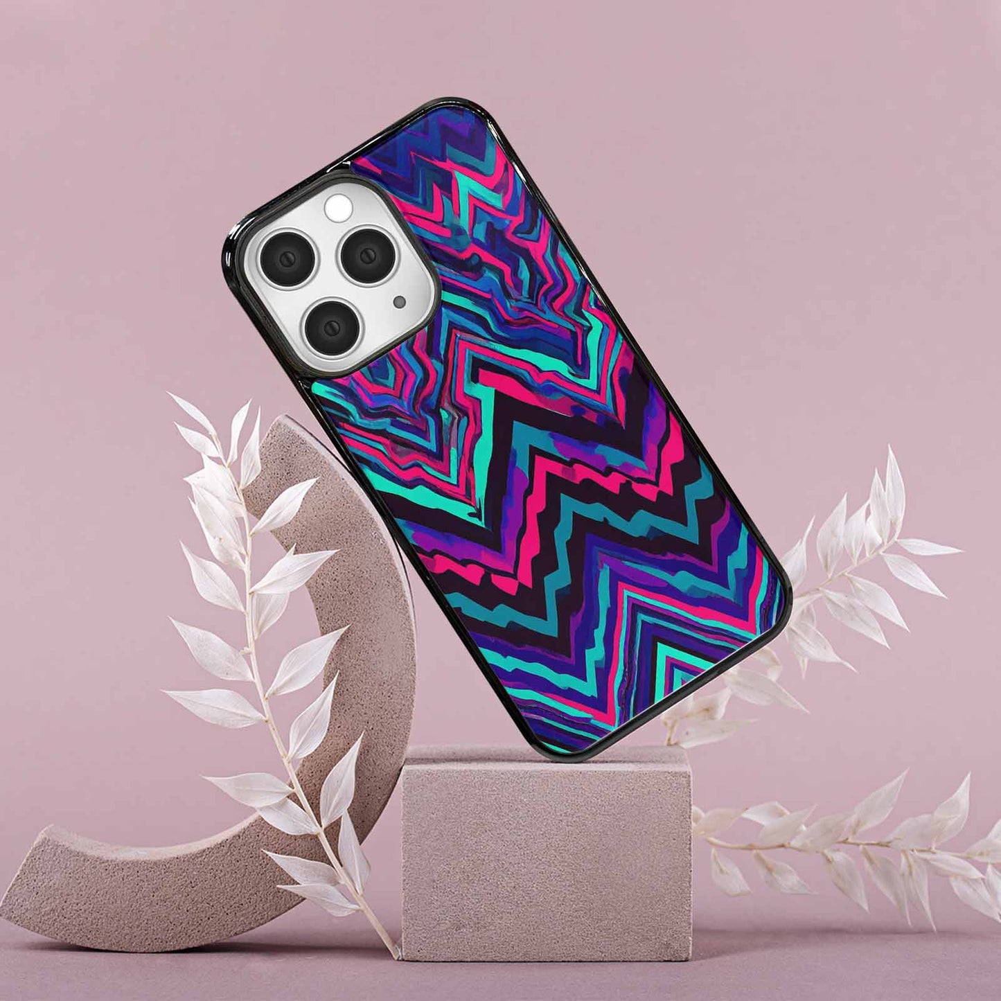 iPhone 15 Pro Max Case — Psychedelic Chevron Vortex, Custom Made Phone Cover