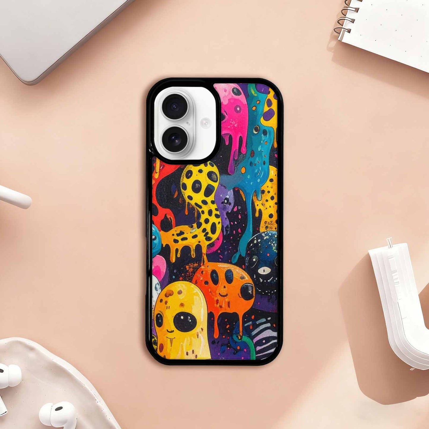 iPhone 17 Case — Melting Aliens Pattern Alien Scifi, Unique Phone Case Design