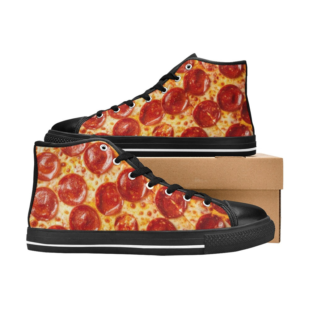 WOMEN'S Pepperoni Pizza High Top Canvas Dark Academia Custom Sneakers