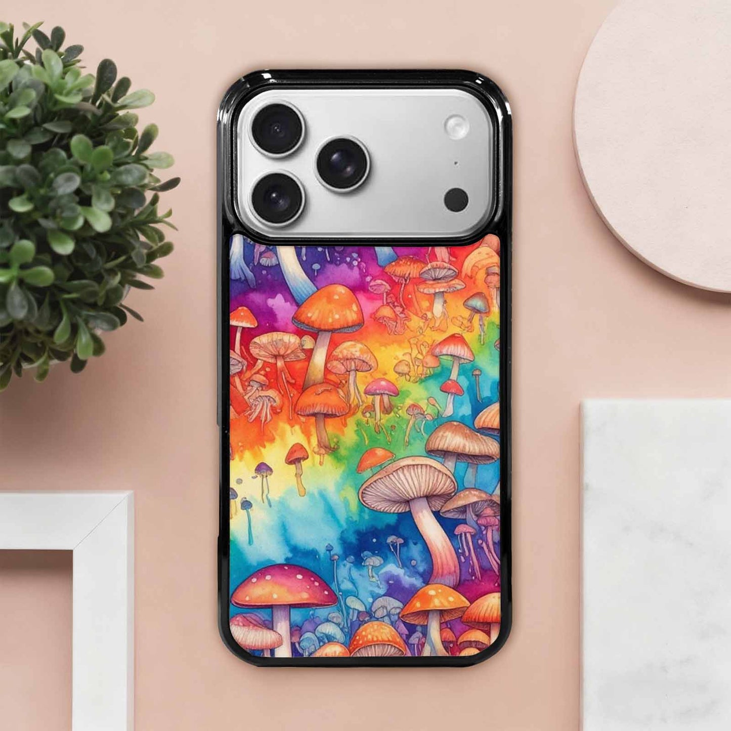 iPhone 17 Pro Max Case — Mushrooms Tie Dyemushrooms Pat Tie Dye, Unique Phone Case Design