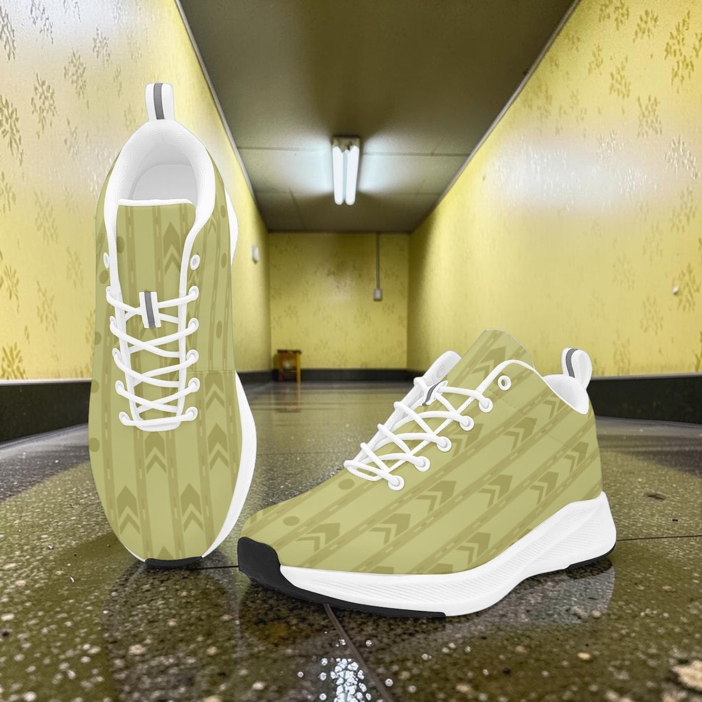 Women's Liminal Space Backrooms Aesthetic Alpha Running hand-made low-top canvas shoes — unique wearable art by Freaky Shoes