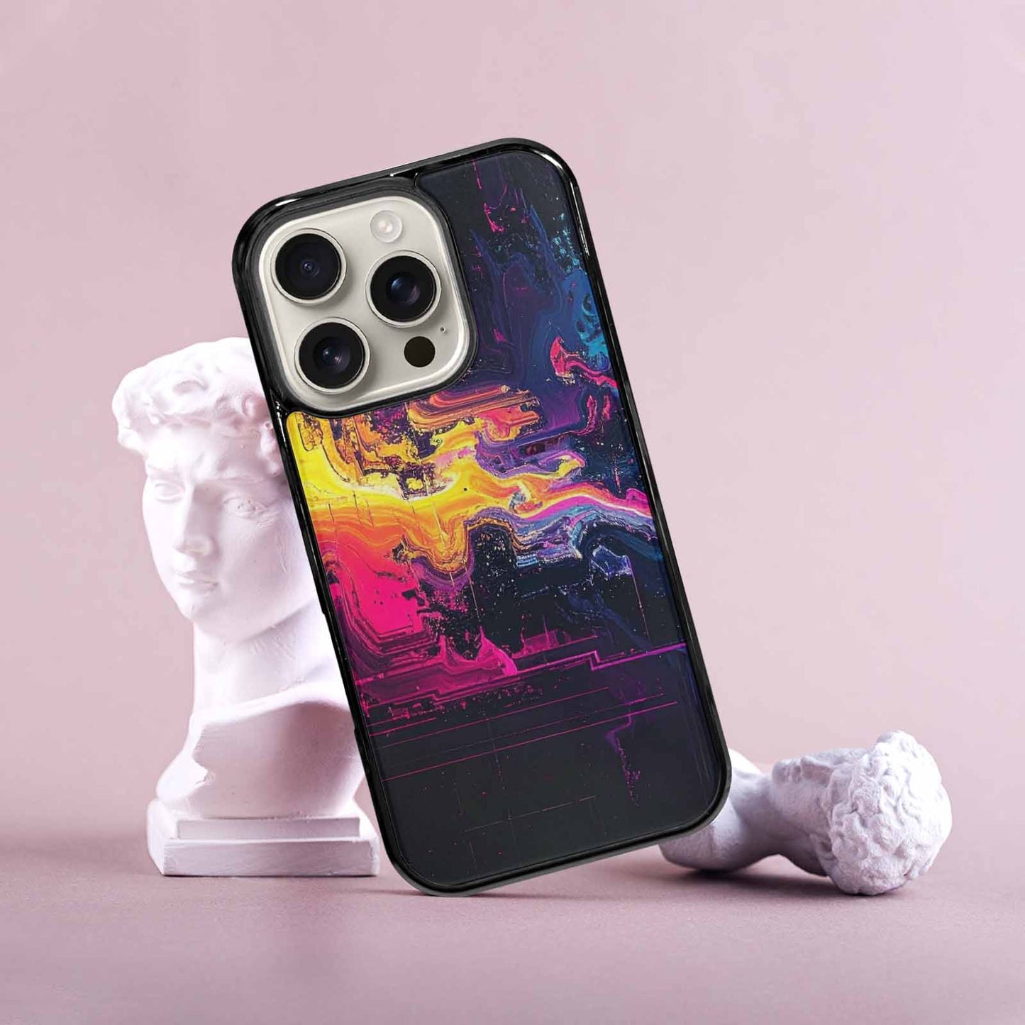 iPhone 16 Pro Case — Glitch Dark Art Seamless Pattern Vibrant, Custom Art Phone Cover