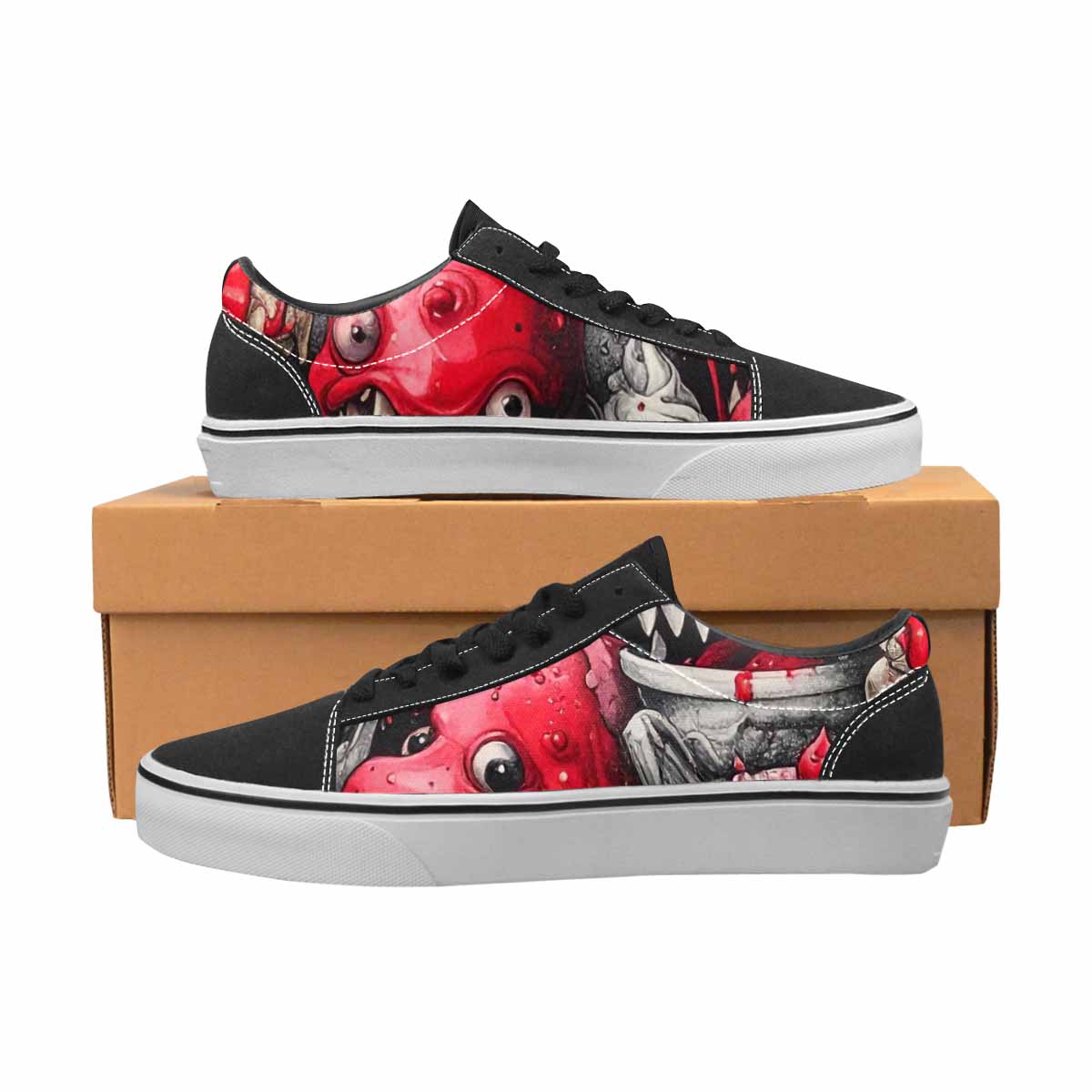 WOMEN'S Ice Cream Monsters (black Lace-Up Canvas Grunge Shoes