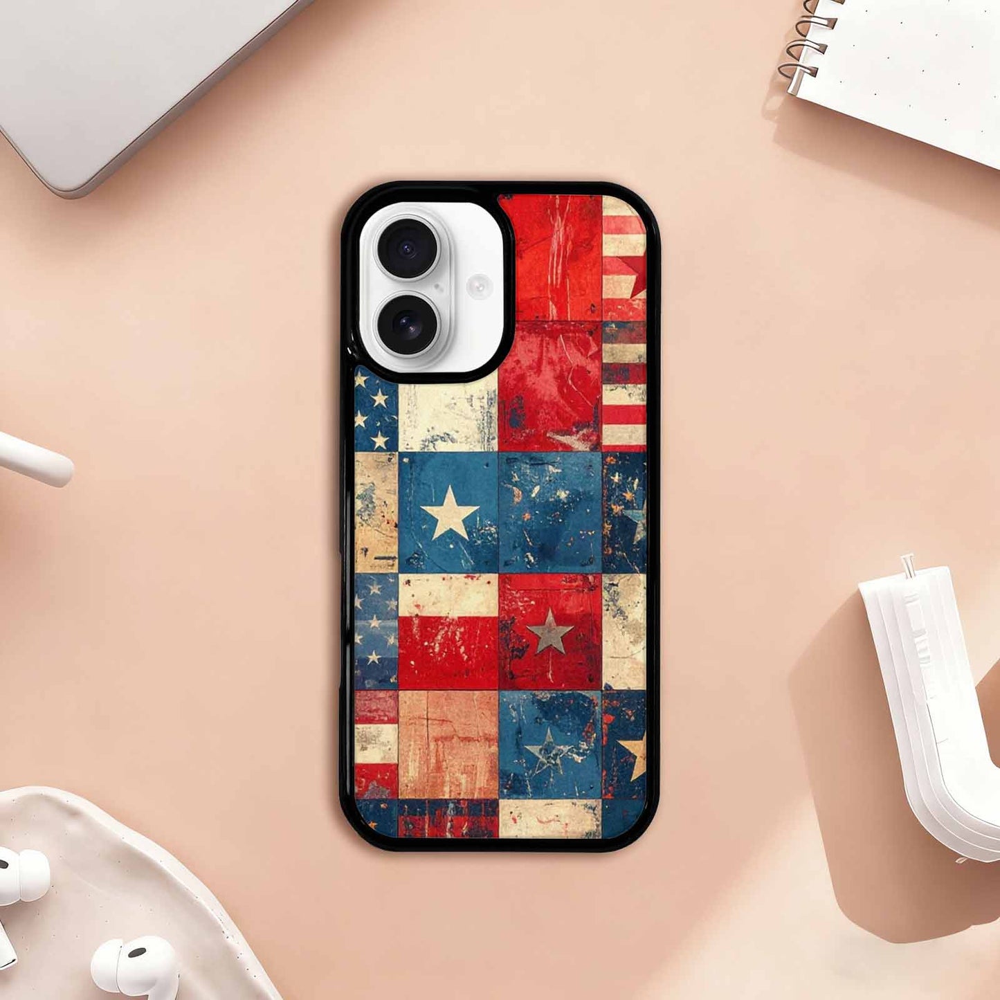 iPhone 17 Case — Small American Flag Stars Galaxy Space, Custom Designed Case Cover