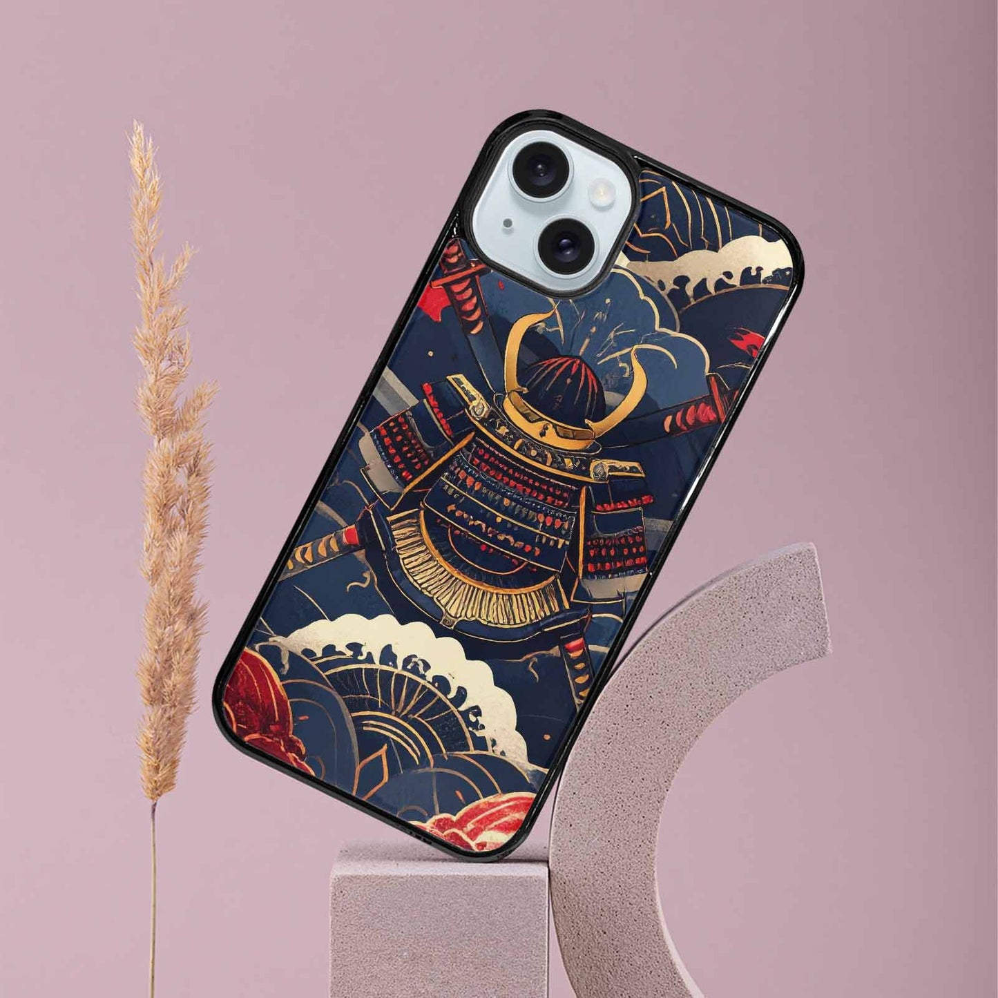 iPhone 15 Plus Case — Samurai Art Repeat Pattern, Custom Made Phone Cover