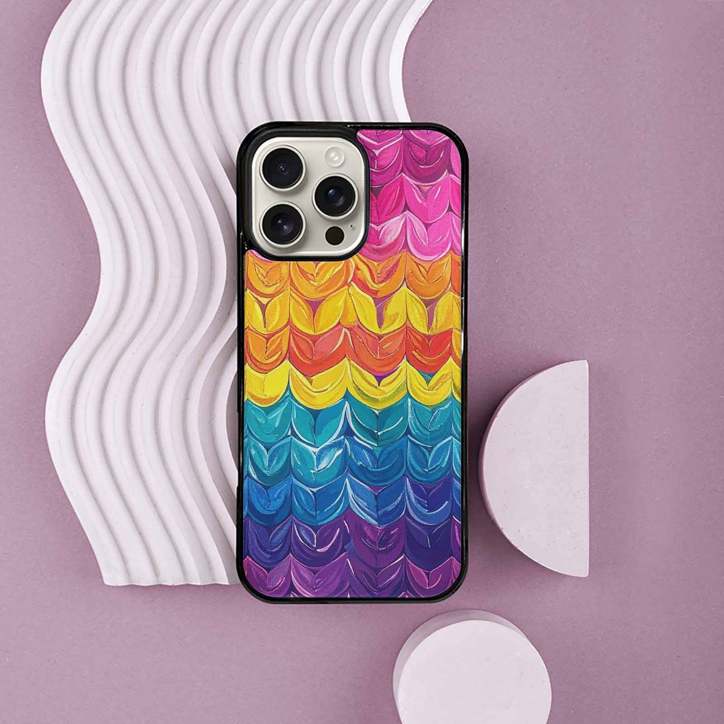 iPhone 16 Pro Max Case — Pansexual Flag Color Theme Small Rainbow, Custom Designed Case Cover