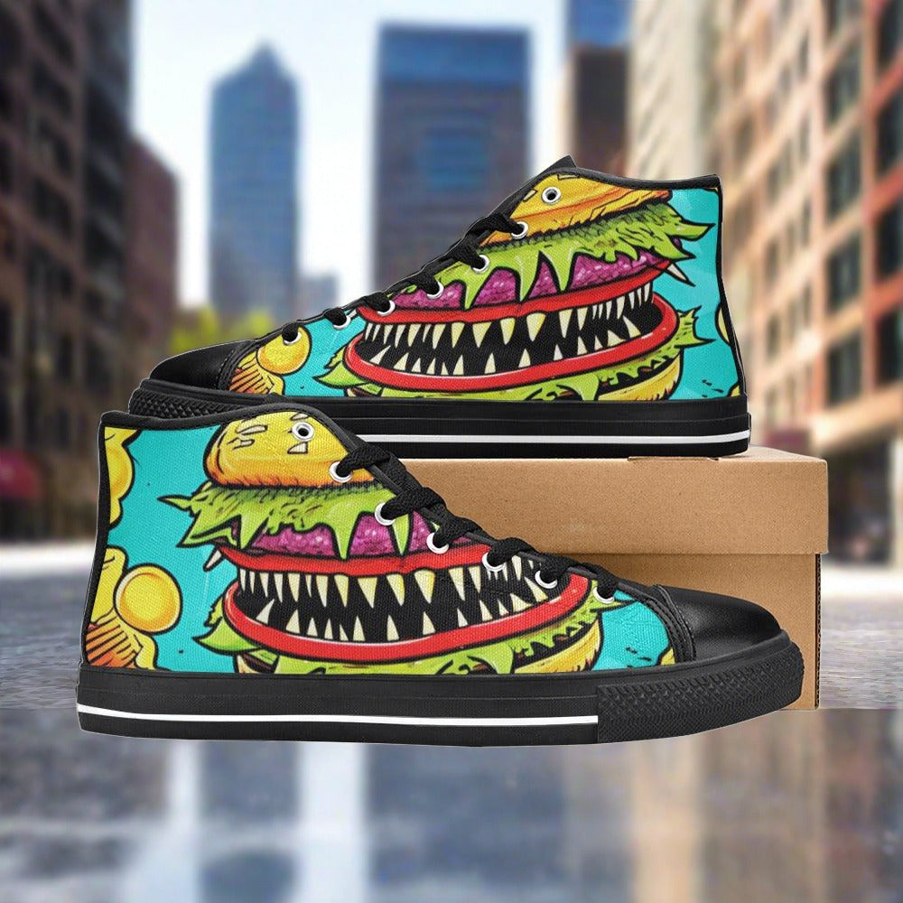 Cyberpunk Teal Gold Unique MEN Bold Art - Freaky Shoes | Custom Art Sneakers