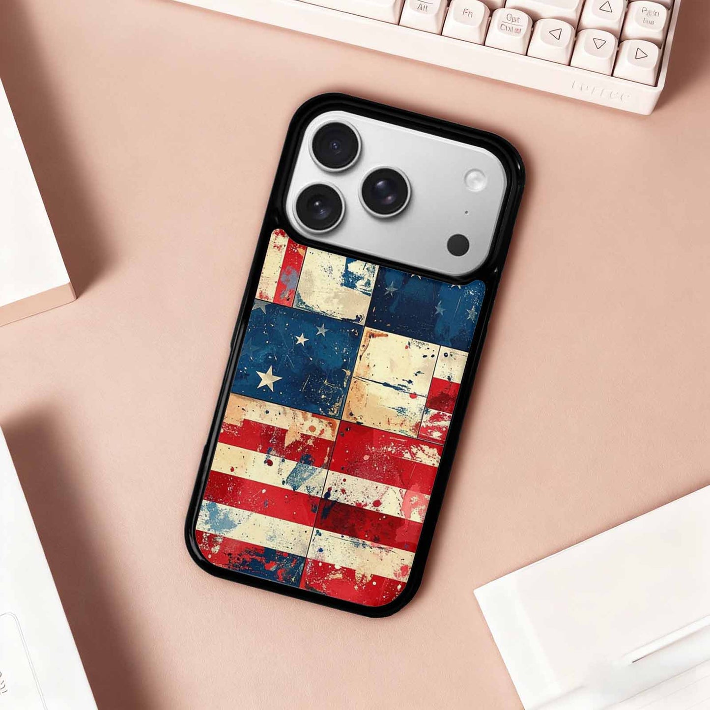 iPhone 17 Pro Case — Small American Flag Stars And Galaxy, Personalized Phone Case