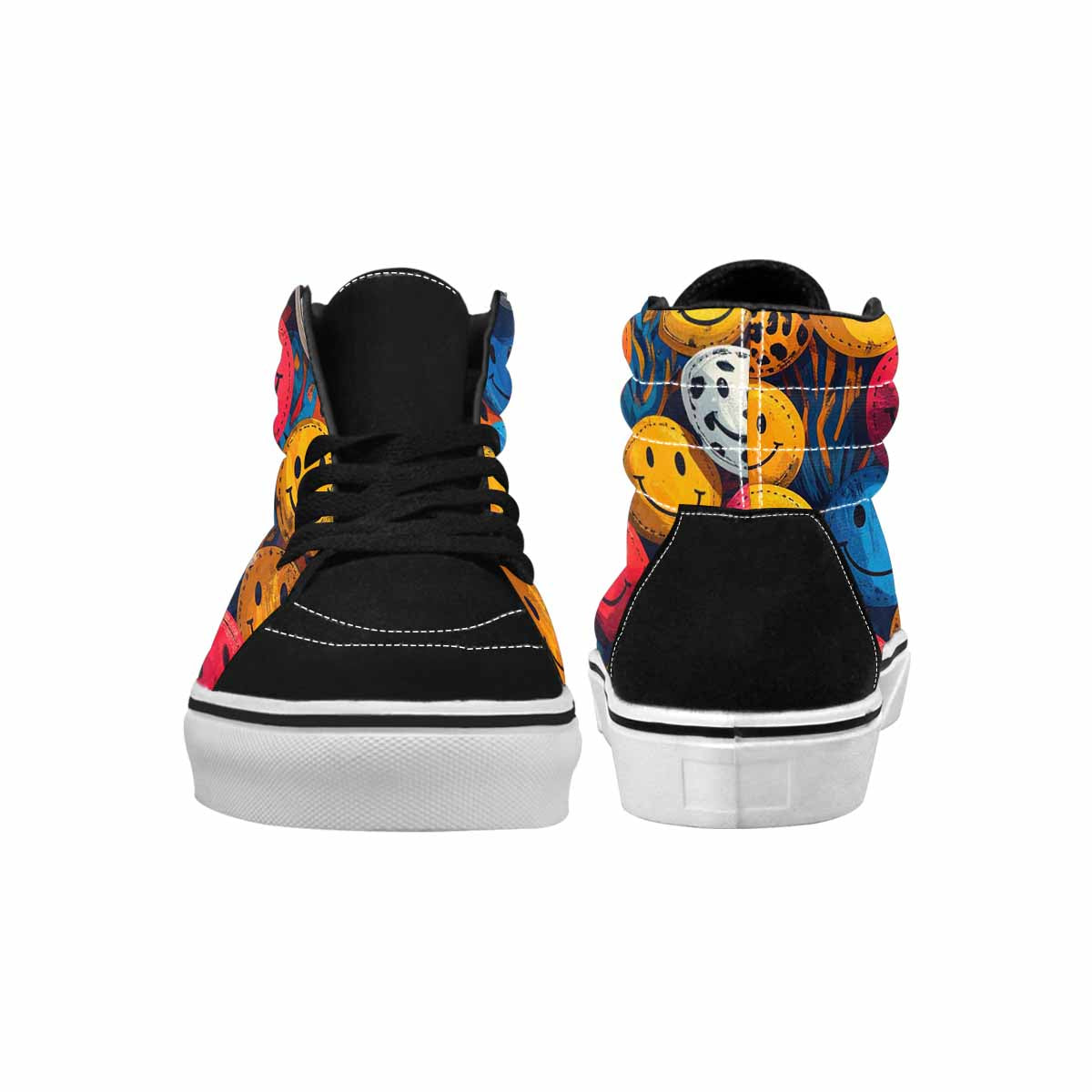 MEN'S Smiley Faces High Top Canvas Neon Fantasy Custom Shoes