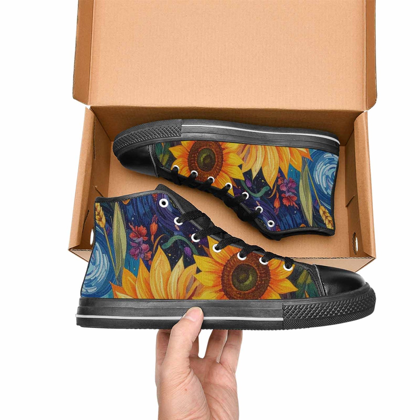 WOMEN'S Blend All Versions High Top Canvas Wallpaper Art Sneakers