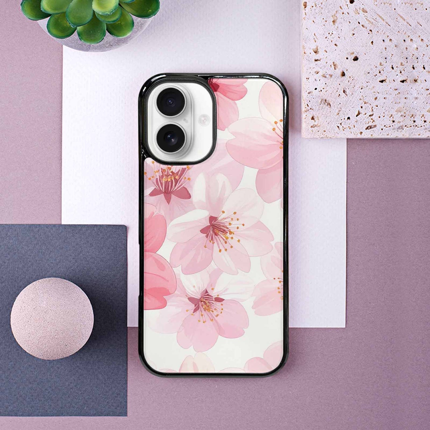 iPhone 16 Case — Japanese Cherry Blossom Pattern Sakura Flowers, Customized Protective Case