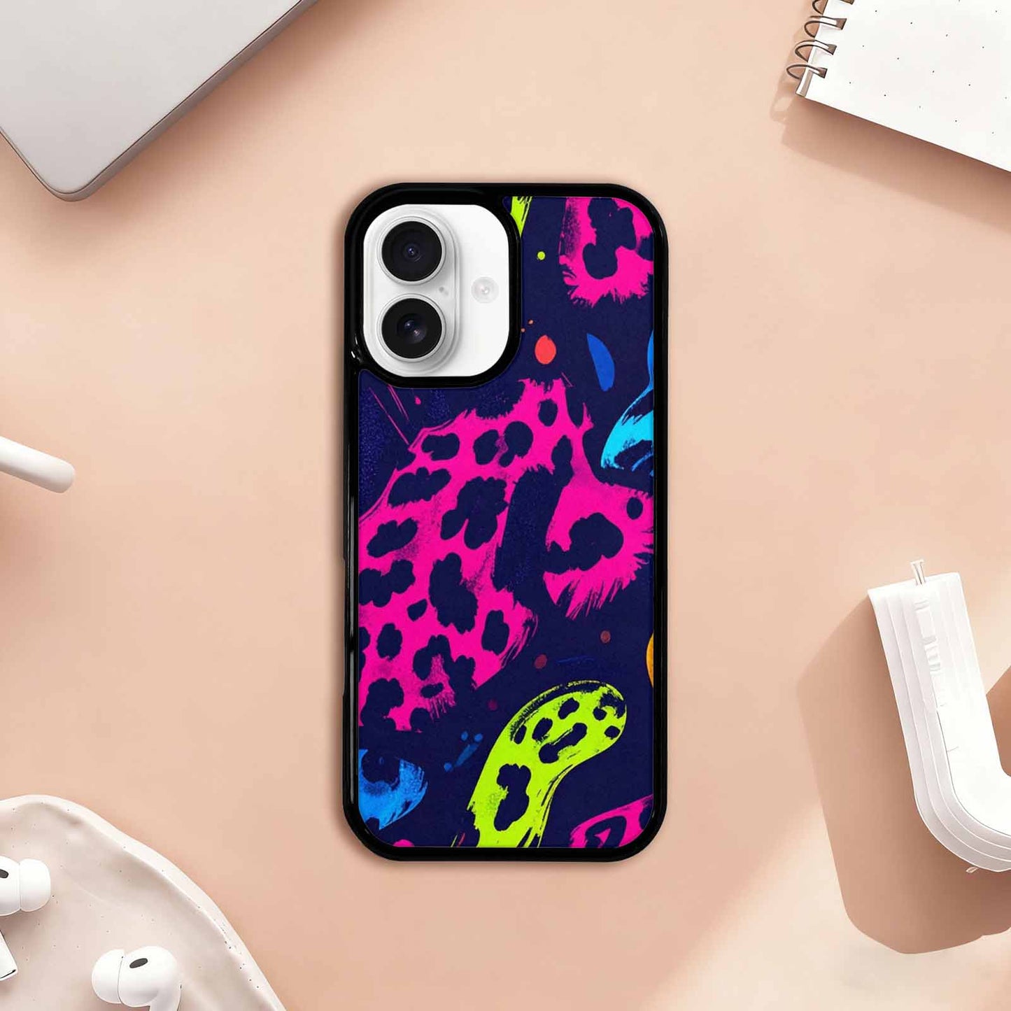iPhone 17 Case — Leopard Print Neon Seamless Animal Print, Custom Made Phone Cover