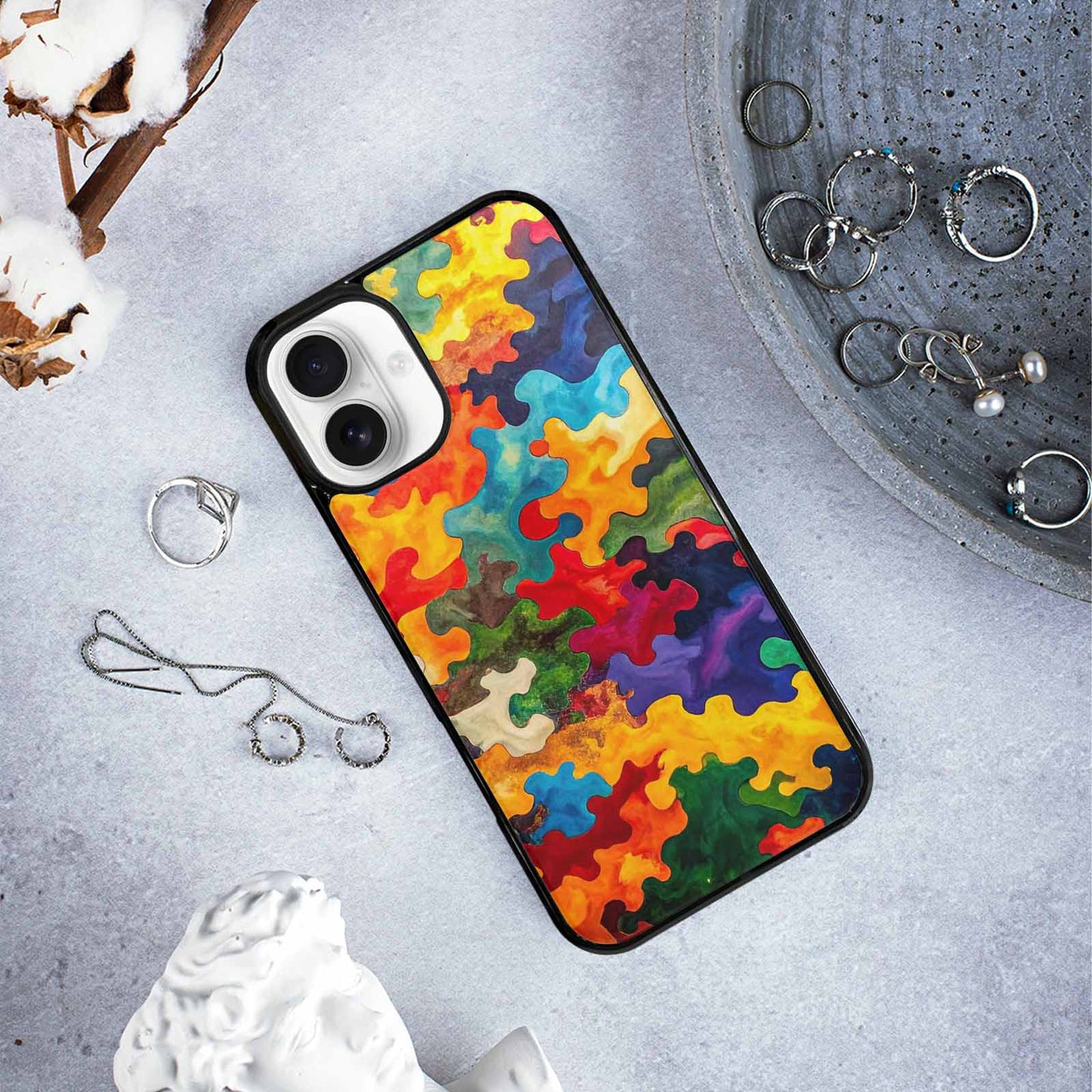 iPhone 16 Plus Case — Camo Patches Full Color Vibrant Camo, Customized Protective Case