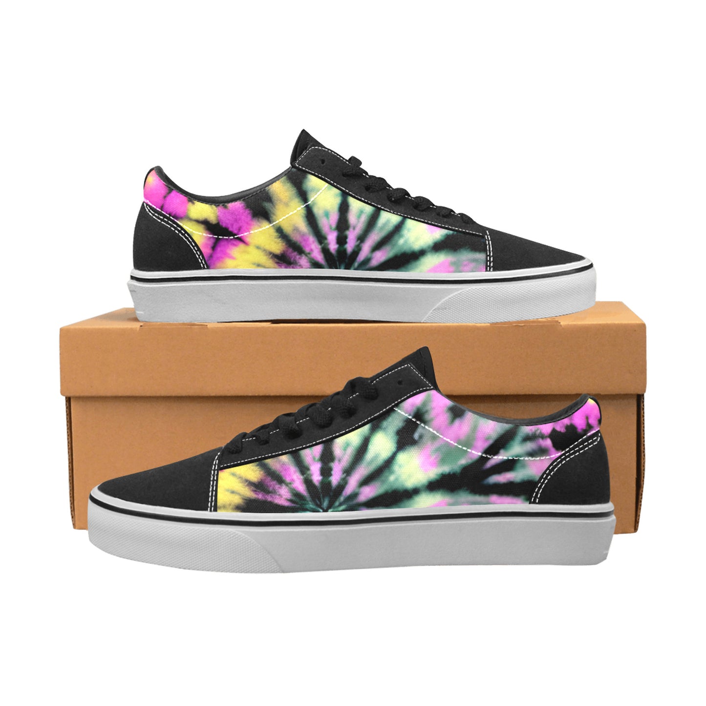 WOMEN'S Psychedelic Art Tie Dye Low Top Skateboarding Cottagecore Custom Sneakers