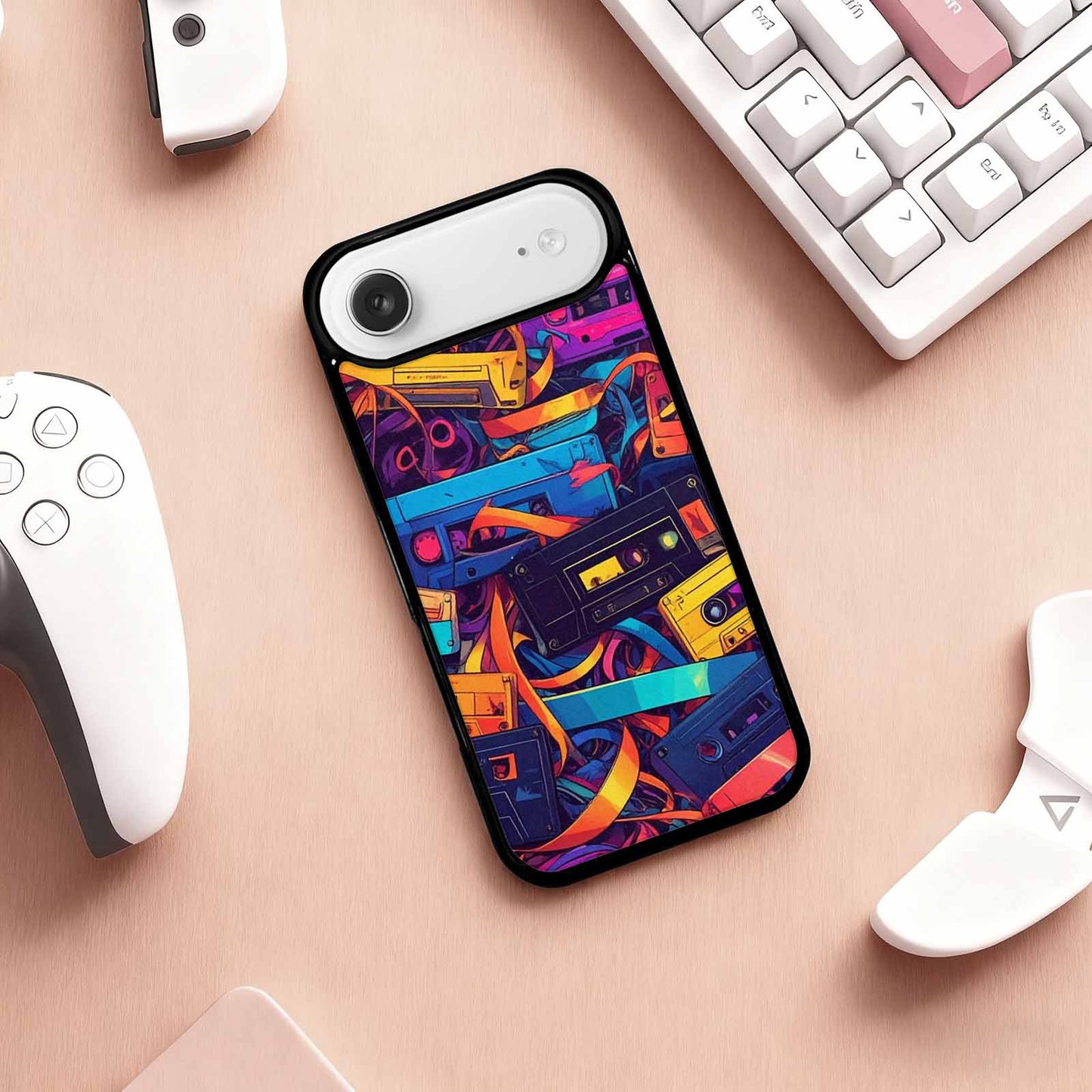 iPhone 17 Air Case — Retro Cassette Tape Pattern Hundreds Retro, Unique Phone Case Design