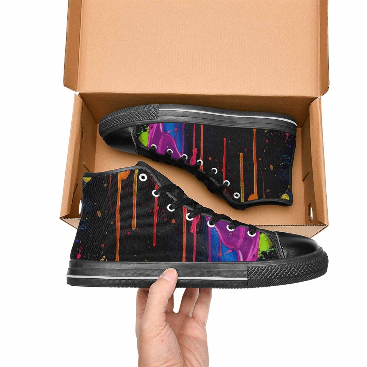 WOMEN'S Paint Splatter High Top Canvas Neon Fantasy Custom Shoes