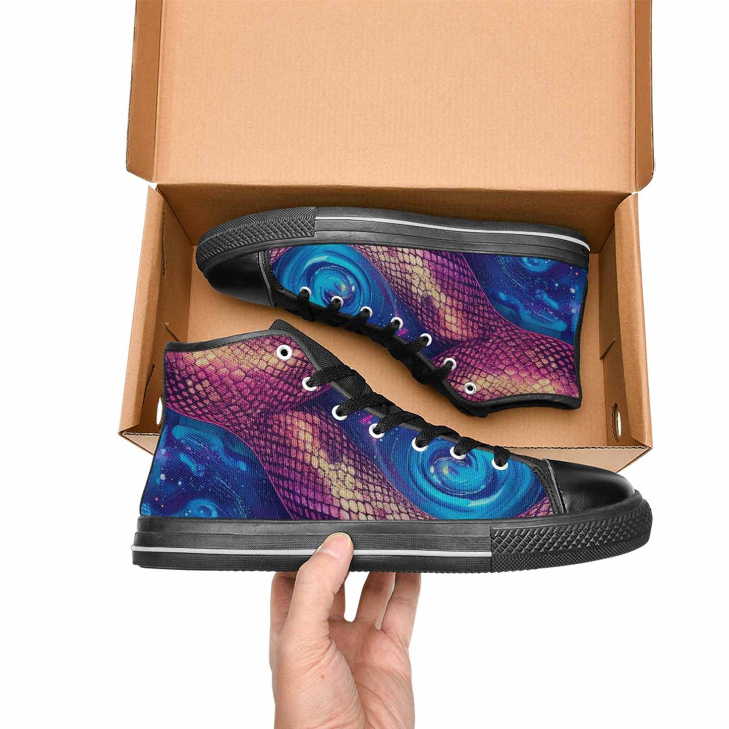 MEN'S Galaxy Snake Print High Top Canvas Vivid Sneakers