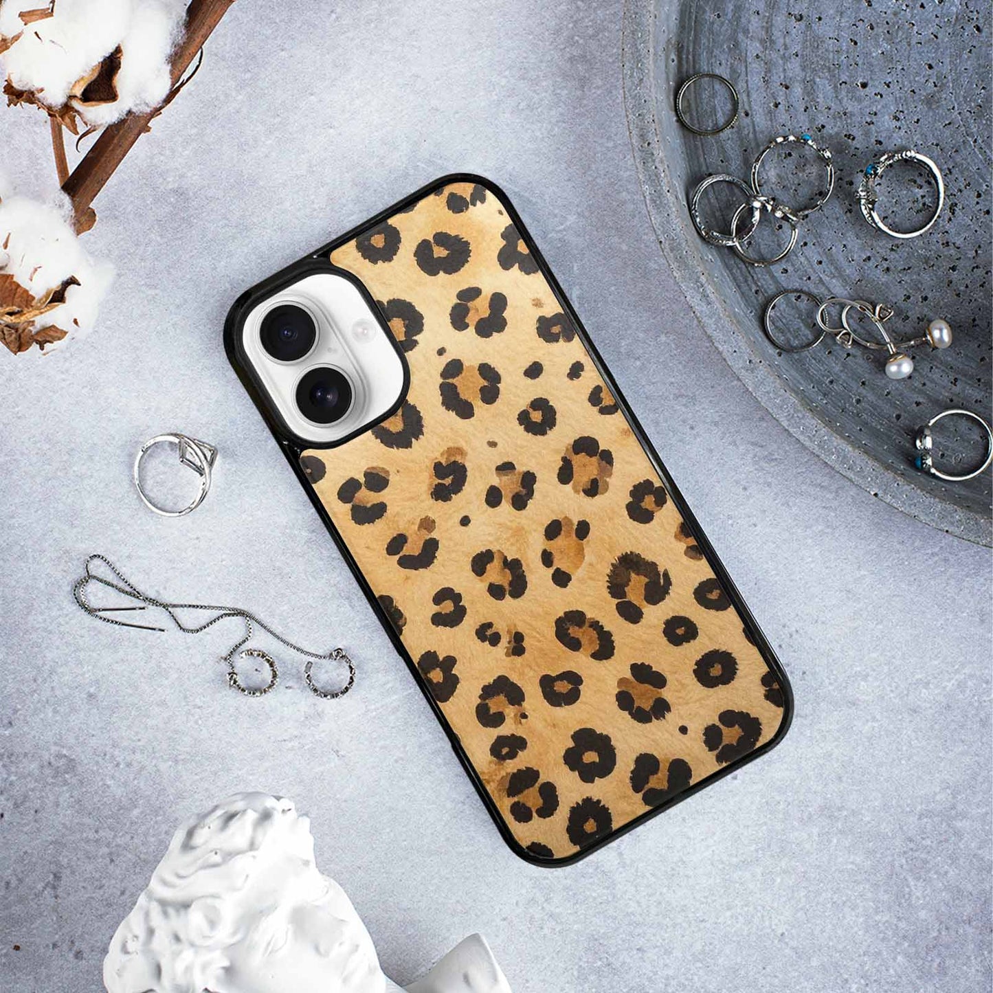 iPhone 16 Plus Case — Cheetah Print Sandy Tan Base With, Customized Protective Case