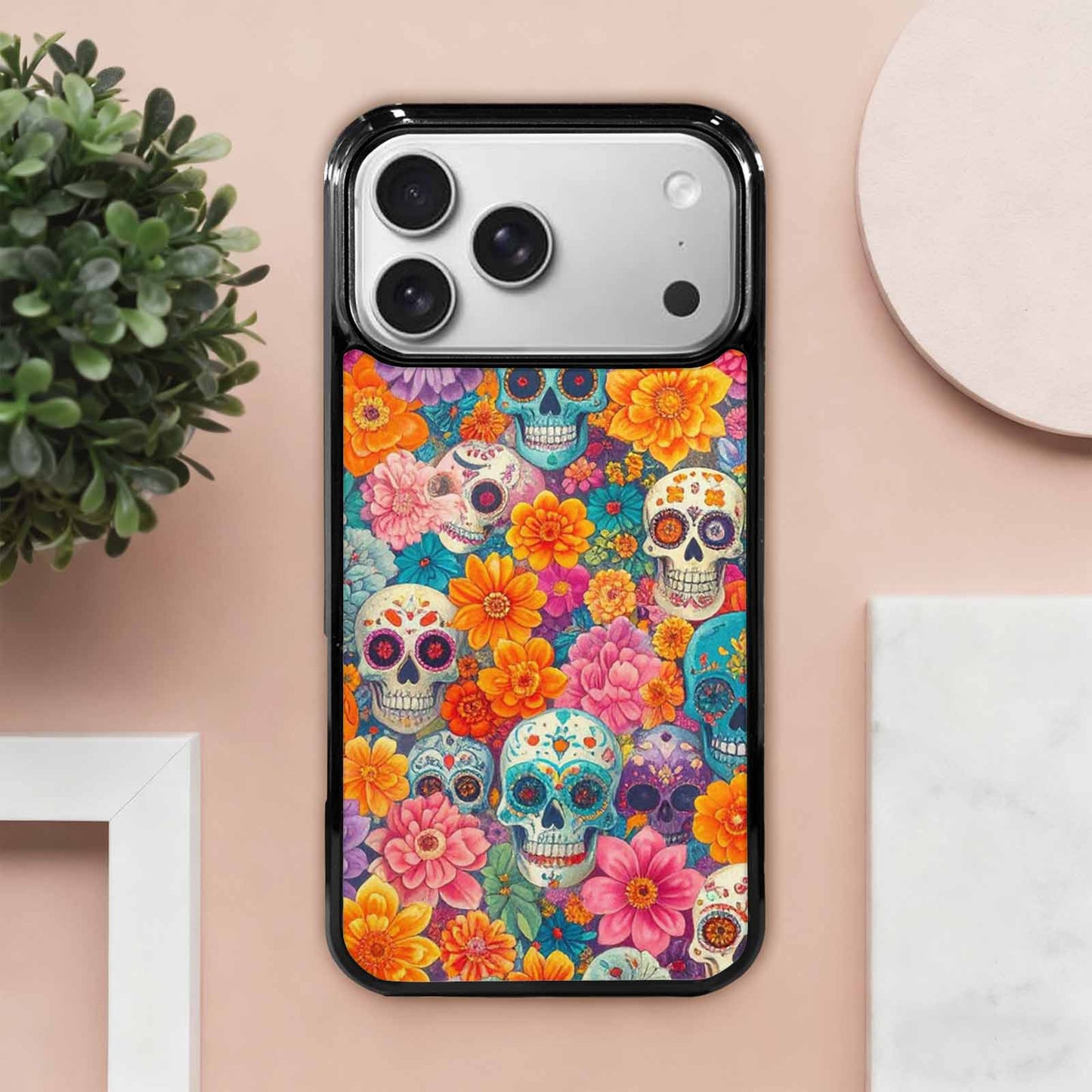 iPhone 17 Pro Max Case — Ornate Candy Color Skull Gothic Skulls, Custom Art Phone Cover