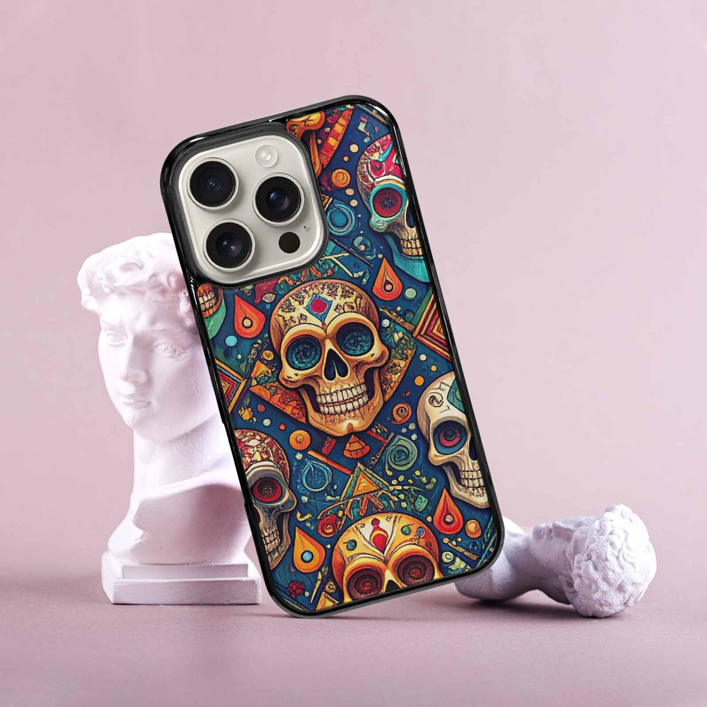 iPhone 16 Pro Case — Sacred Geometry Lots Of Skulls Seamless, Customized Protective Case