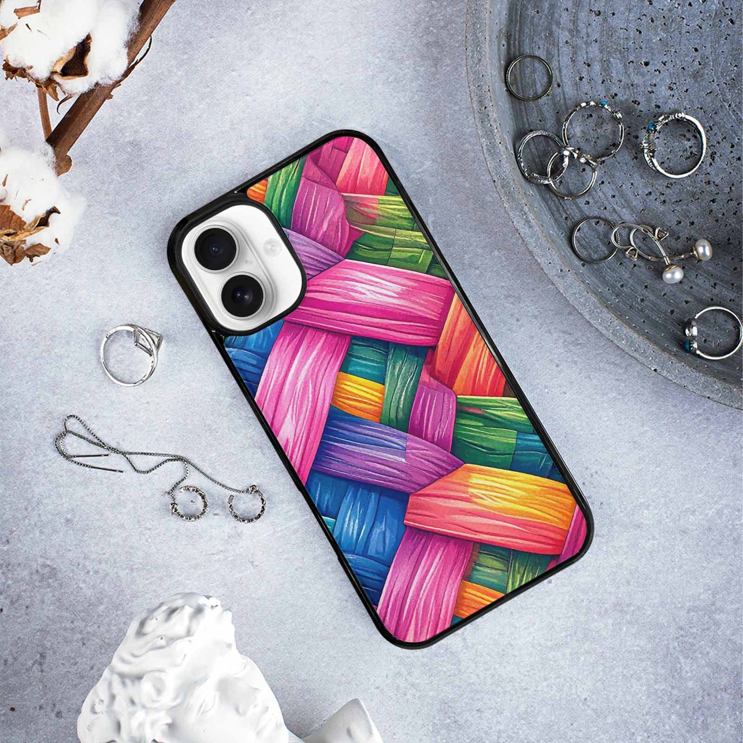 iPhone 16 Plus Case — Polysexual Flag Color Theme Small Rainbow, Custom Designed Case Cover