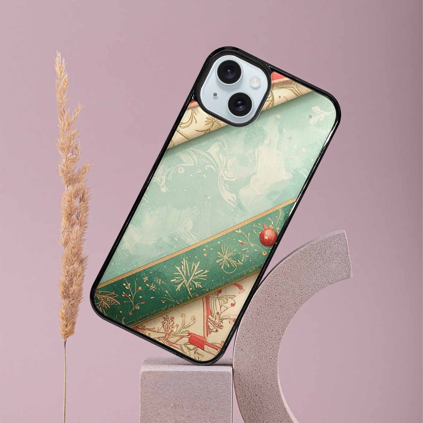 iPhone 15 Plus Case — Christmas Wrapping Paper Pattern Art Wallpaper, Custom Printed Phone Case