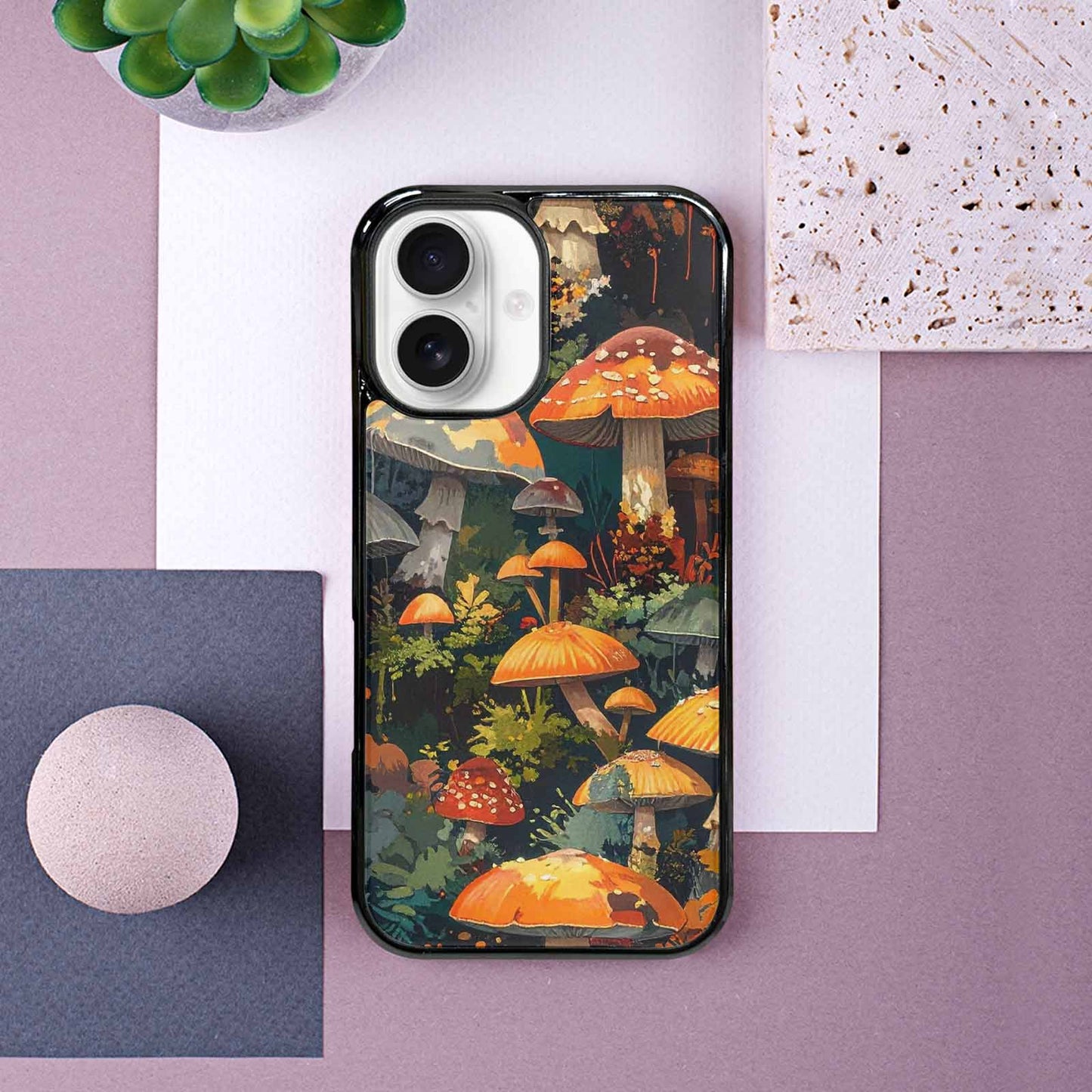 iPhone 16 Case — Mushrooms Camomushrooms Patter, Unique Phone Case Design