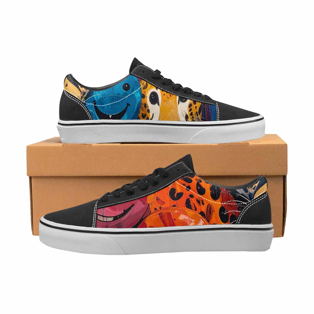 WOMEN'S Smiley Faces Lace-Up Canvas Wallpaper Art Sneakers