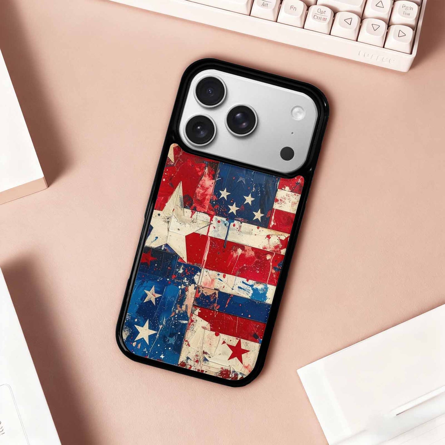 iPhone 17 Pro Case — Patriotic Stars And Stripes American Galaxy, Custom Designed Case Cover