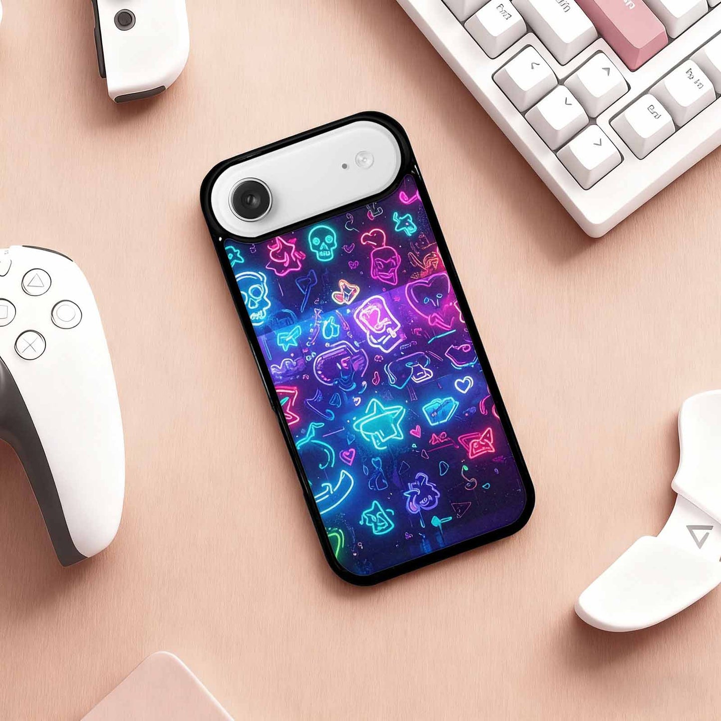 iPhone 17 Air Case — Neon Glow Sticker Icon Collage Original, Custom Print Case Cover