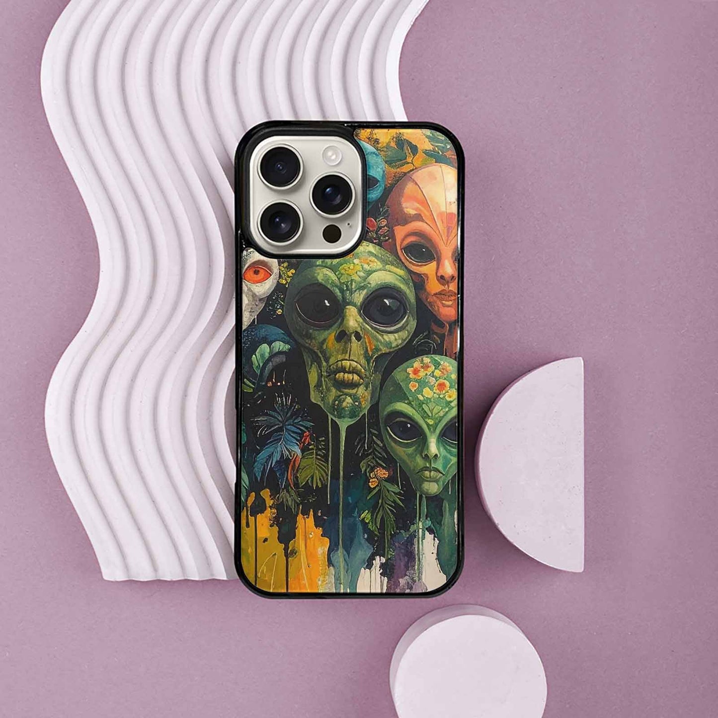 iPhone 16 Pro Max Case — Aliens Pattern Hundreds Of Sma Bav, Custom Printed Phone Case