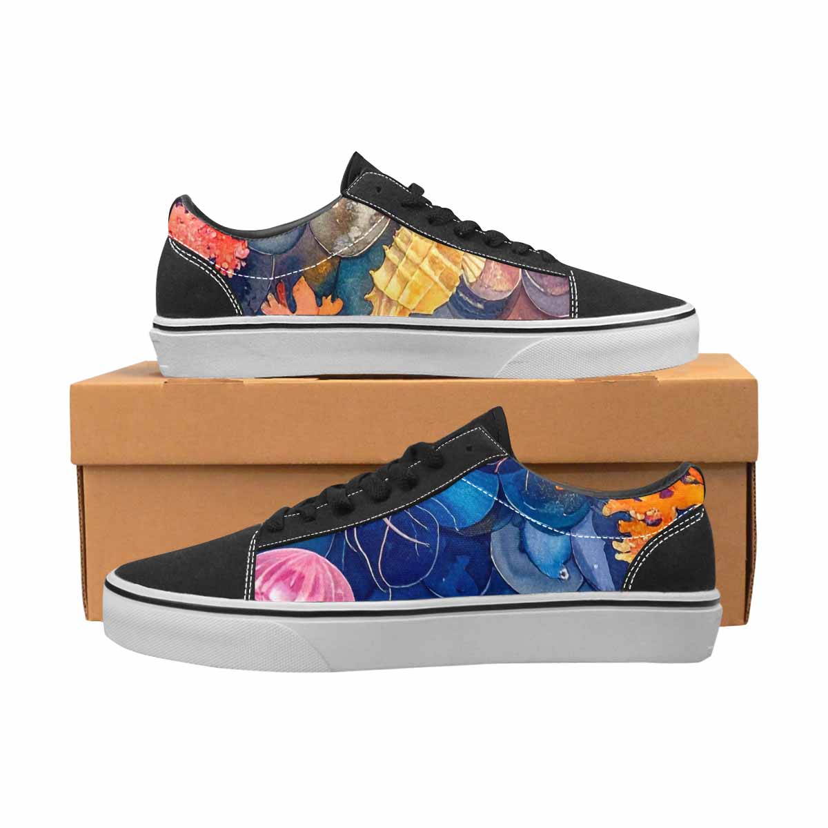 WOMEN'S Fish Scale Coral Canvas Lace-Up Dark Academia Custom Sneakers