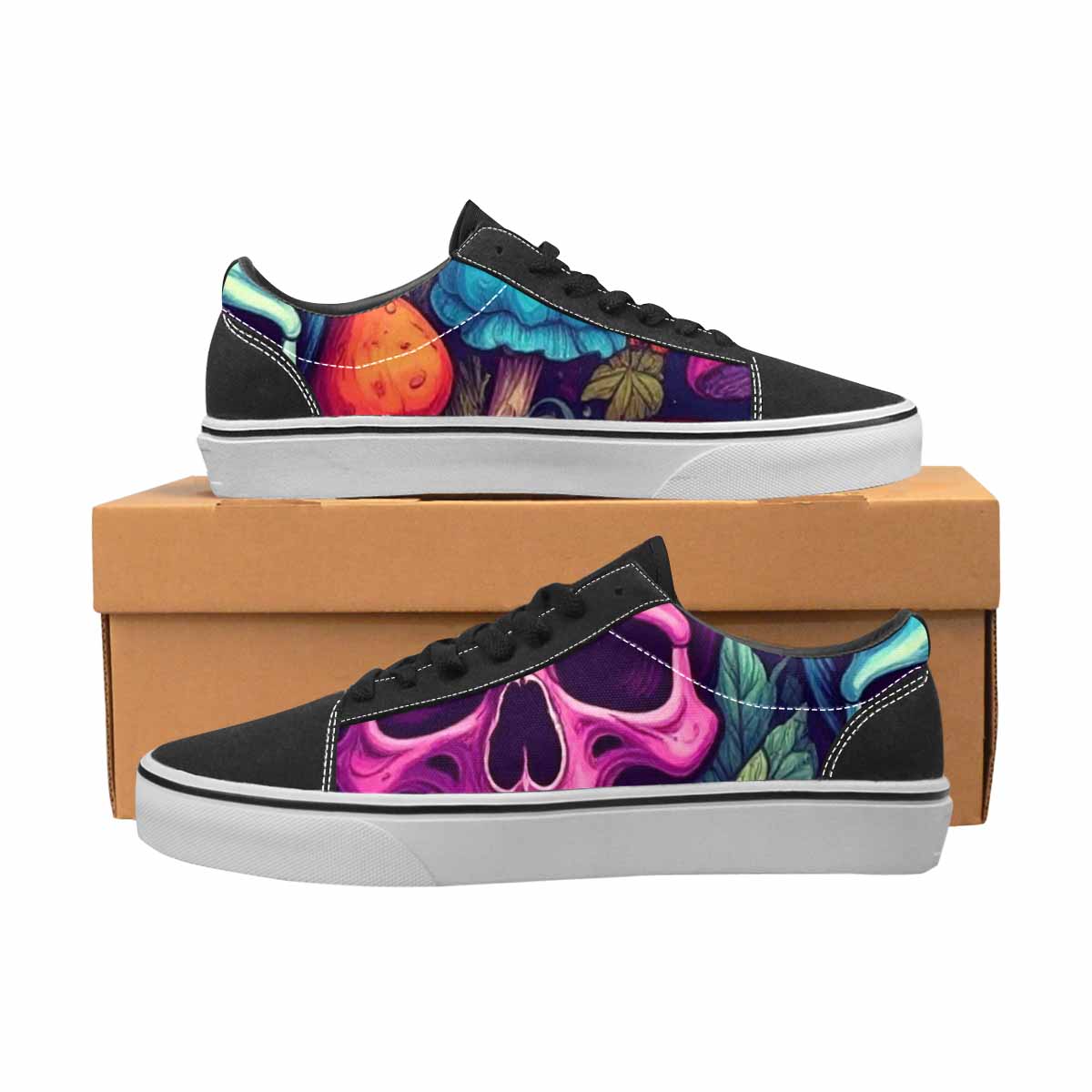 MEN'S Mushroom Skull Canvas Lace-Up Y2K Custom Shoes