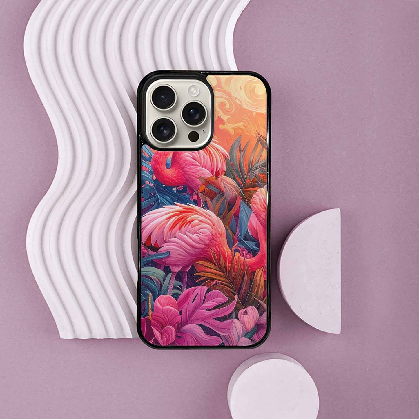 iPhone 16 Pro Max Case — Flamingo Tropical Flamingo Tropical Pattern Hundreds, Custom Art Phone Cover