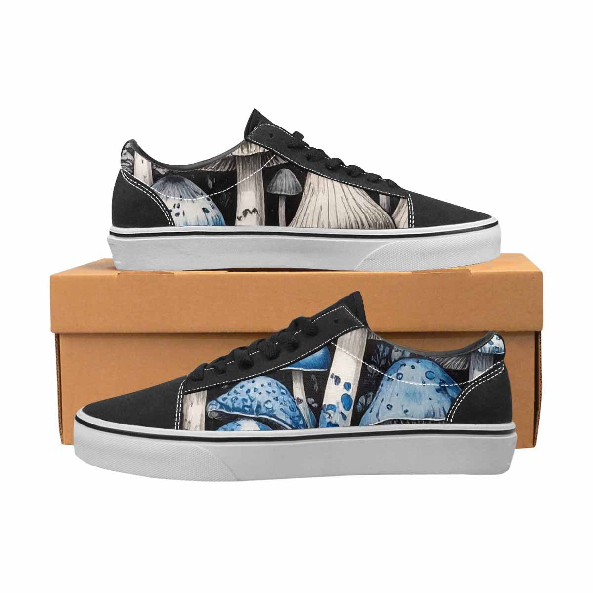WOMEN'S Mushrooms (general) Lace-Up Canvas Dark Academia Custom Sneakers