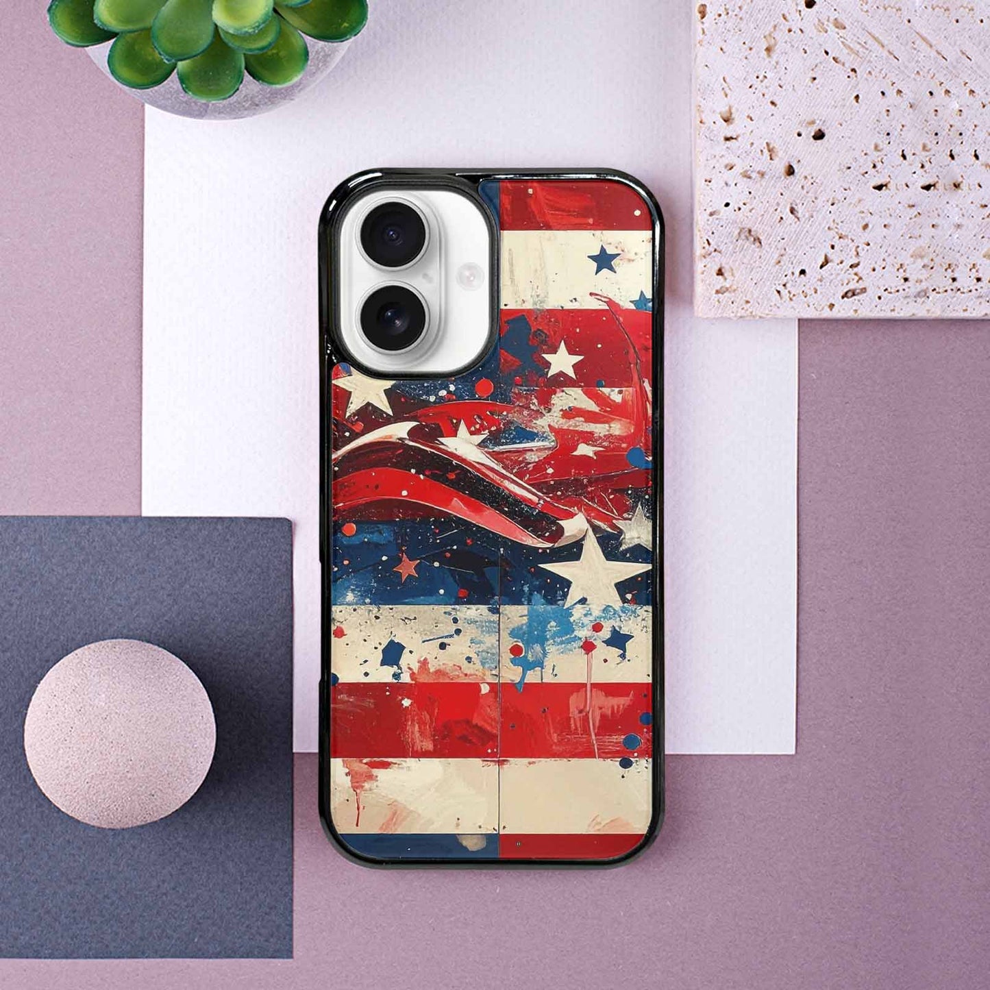iPhone 16 Case — Patriotic Stars And Stripes American Stars, Custom Art Phone Cover