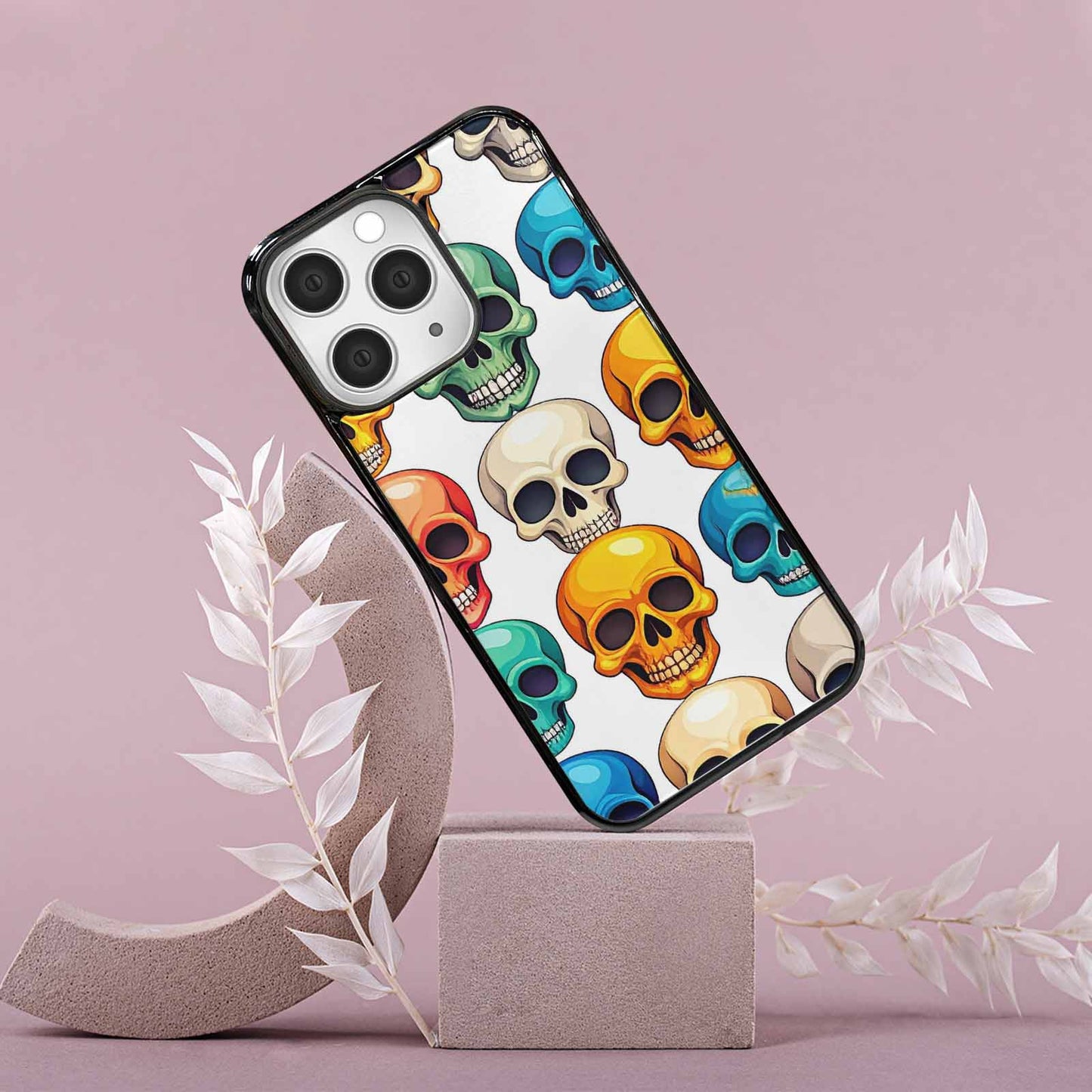 iPhone 15 Pro Max Case — Vibrant Skull Seamless, Customized Protective Case